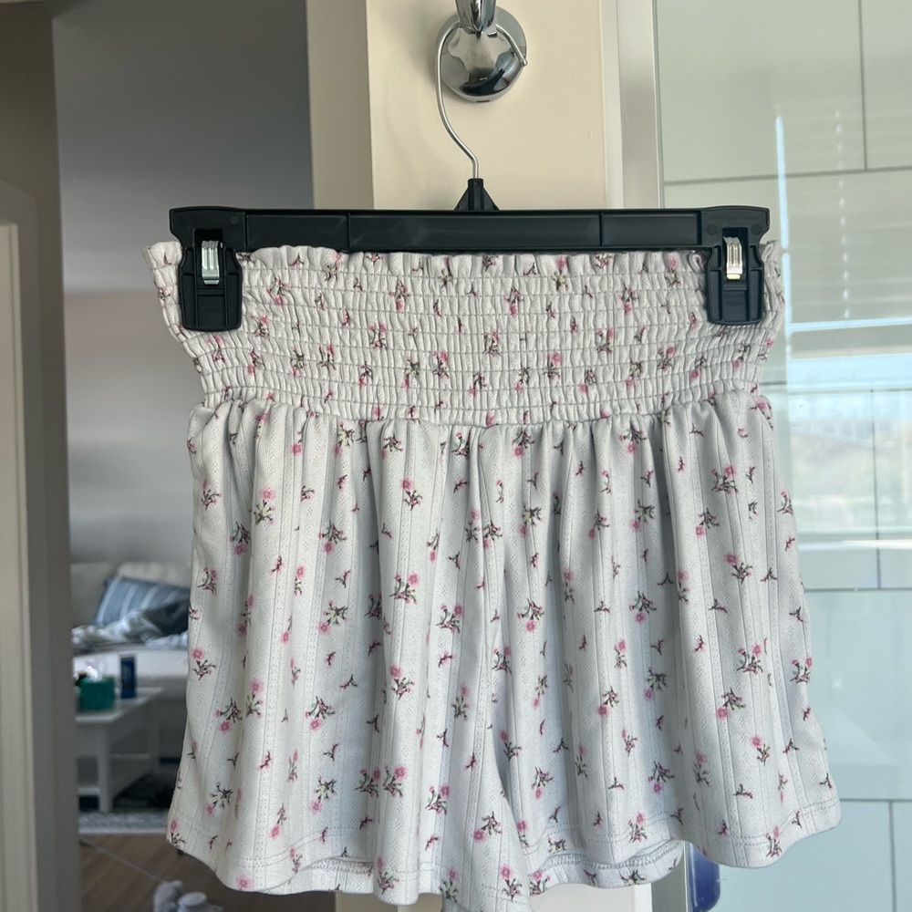 Altar'd State white + pink floral PJ shorts Size XS